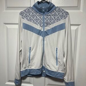 RLX Ralph Lauren Women’s Graphic Chevron Full-Zip Jacket White Blue Size M